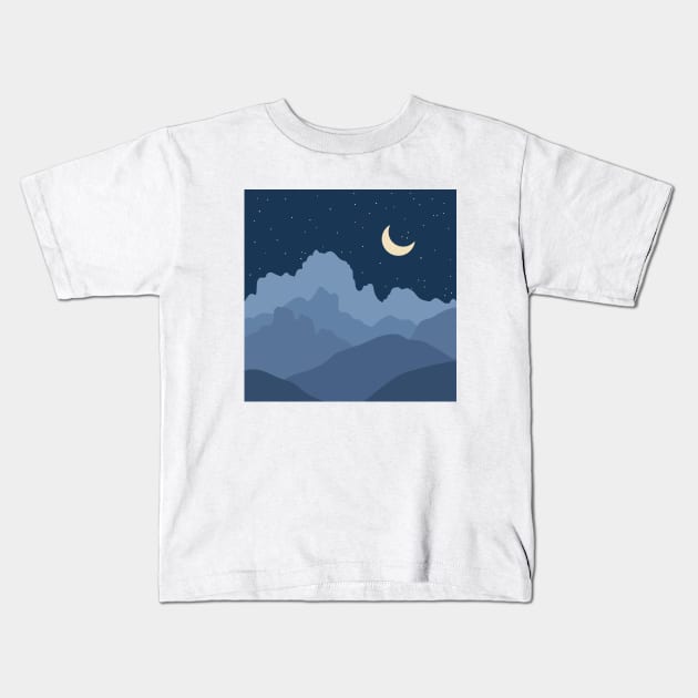 Night mountain landscape horizon Kids T-Shirt by THESOLOBOYY